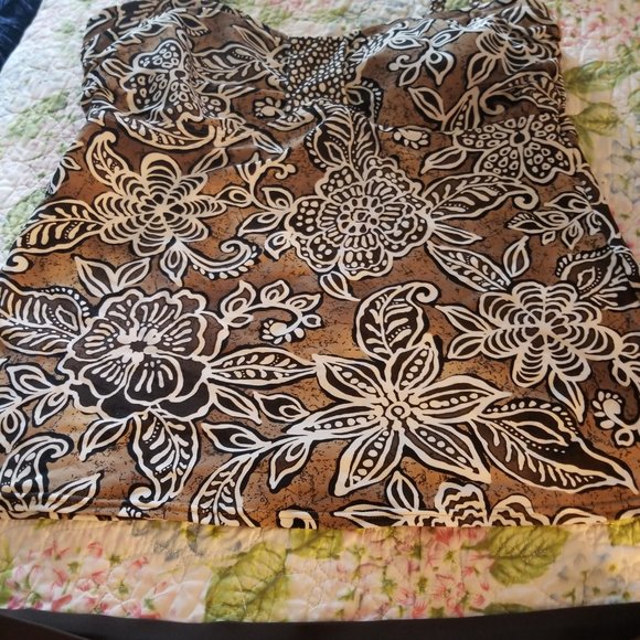 Brown Flowered Two Piece Swimsuit - Picture 2 of 10